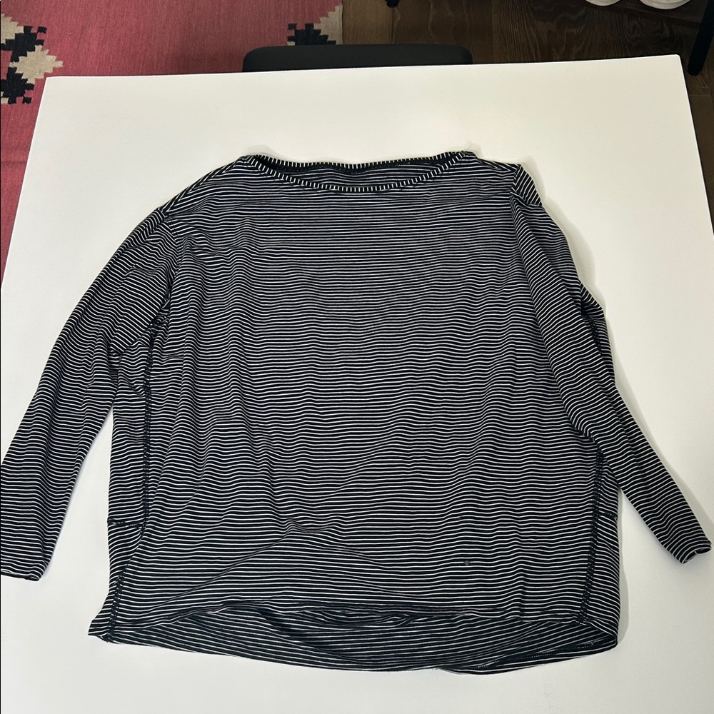 Lululemon Athletica Black and White Striped Long Sleeve Top